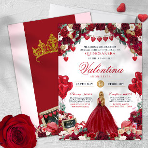 Convites Quinceanera do Dia de os namorados Rosa vermelha S