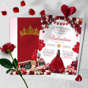 Convites Quinceanera do Dia de os namorados Rosa vermelha S