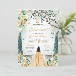 Convites Quinceanera do Jardim Encantado da Princesa Verde