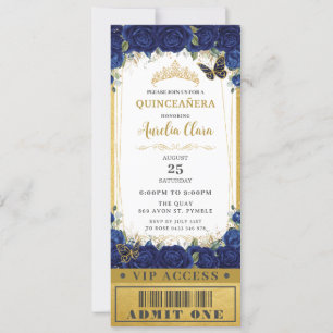 Convites Quinceañera Doce Azul-marinho 16 VIP Tíquete