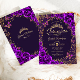 Convites Quinceanera Dourada