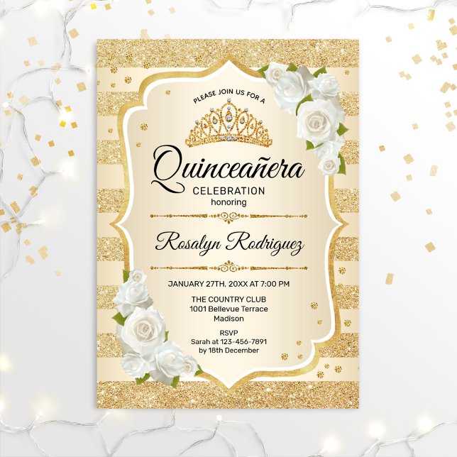 Convites Quinceanera Dourada (Criador carregado)