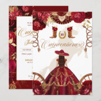 Quinceañera Dourada Burgundy Western Charro 2 Side