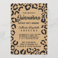 Quinceañera Dourada Chita Leopard Preto Moderna