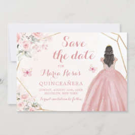 Convites Quinceañera, Dourada Cinzenta Rosa