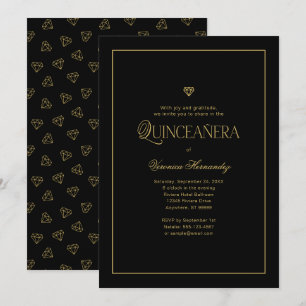 Convites Quinceanera Dourada Mínima Moderna Elegante