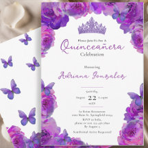 Quinceanera Elegant Purple Floral Tiara XV 15