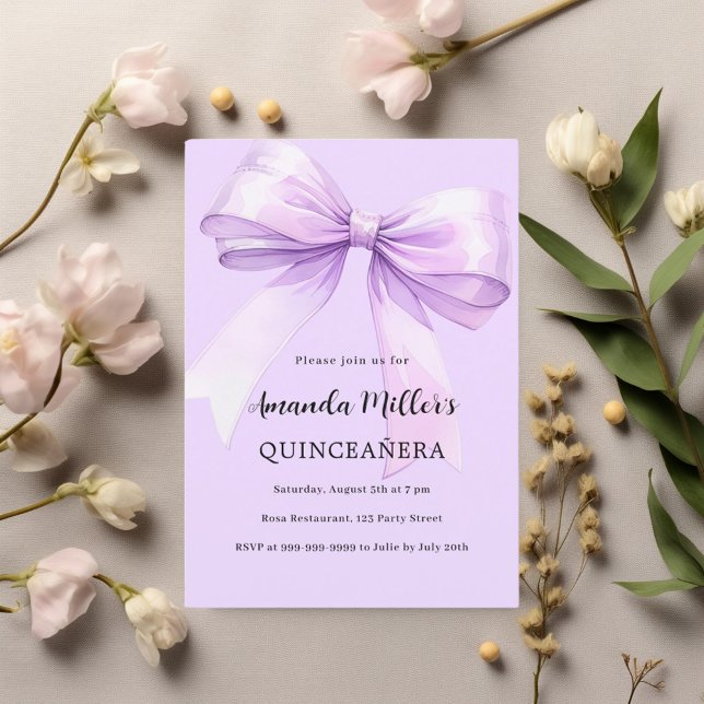 Convites Quinceanera elegante arco lavanda (Criador carregado)