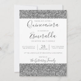 Convites Quinceanera Elegante Glitter Sparkle