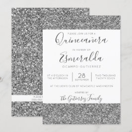 Convites Quinceanera Elegante Glitter Sparkle