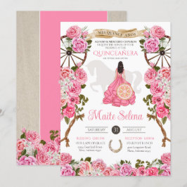 Convites Quinceanera Elegante, Rosa Charro, Rosa, Aniversár