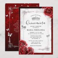 Quinceanera Elegante Rosa vermelha