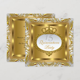 Convites Quinceañera Elite Elegante Dourado Prateado Aniver