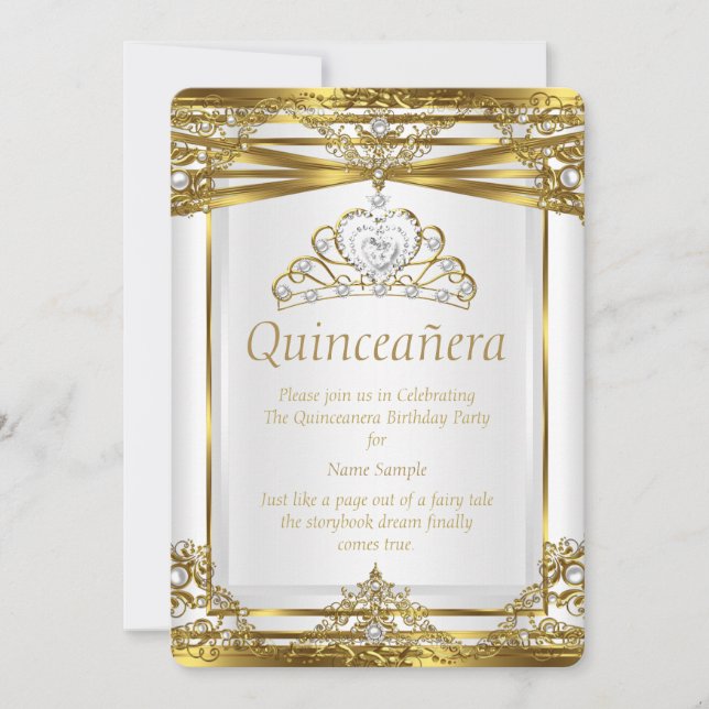 Convites Quinceanera Elite Princesa Moldura Pérola Branca D (Frente)
