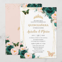 Quinceañera Emerald Green Blush Gêmeas Florais