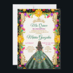 Convites Quinceanera Emerald Green Coloride Flower Birthday<br><div class="desc">Quinceanera Emerald Green Colorful Floral Birthday Crown Invitation Mis Quince Anos,  15 Birthday</div>