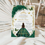 Convites Quinceañera Emerald Green Floral Princesa Dourada<br><div class="desc">Personalize este adorável convite da quinceañera com uma redação simples e rápida,  basta pressionar o botão personalizá-lo para reorganizar e formatar o estilo e a colocação do texto. Itens correspondentes disponíveis no repositório! c) O Feliz Cat Studio</div>