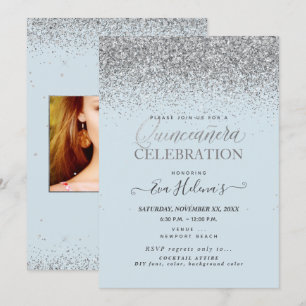 Convites Quinceañera, Escrita na Estrela, DY Dusty Blue