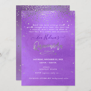 Convites Quinceañera , Escrita nas Estrelas, "DY Purple"