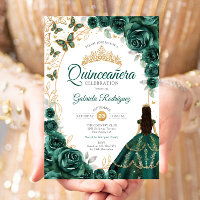 Quinceanera Esmeralda Verde Dourado Floral