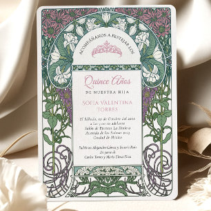 Convites Quinceañera Espanhol Rosa Azul Teal