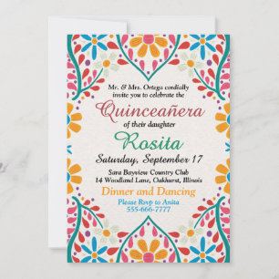 Convites Quinceanera Espanhola de Fiesta Tradicional de Fro