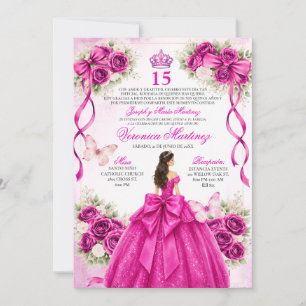 Convites Quinceañera Espanhola Fuchsia Magenta 15 Anos Flor