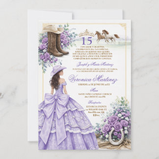Convites Quinceañera Espanhola Princesa Roxa Claro 15 Anos