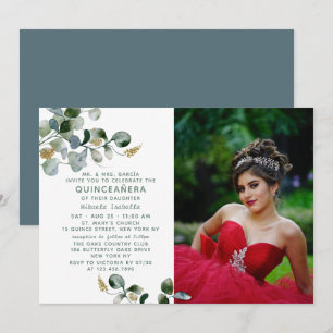 Convites Quinceañera Eucalyptus Greenery Foto Floral