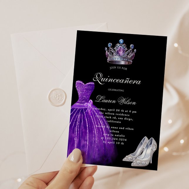 Convites Quinceañera Exclusiva de Diamante Roxo (Criador carregado)