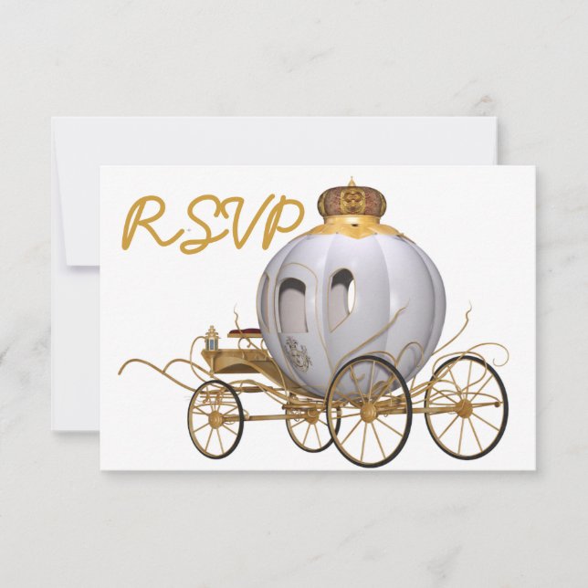 Convites Quinceanera Fairy Tale Ouro princesa e branco (Frente)