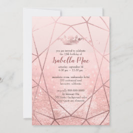 Convites Quinceanera/Faux Rosa Dourado Flocos de neve+Coroa