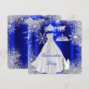 Convites Quinceanera Festa de 15 Anos Azul Real de Aniversá
