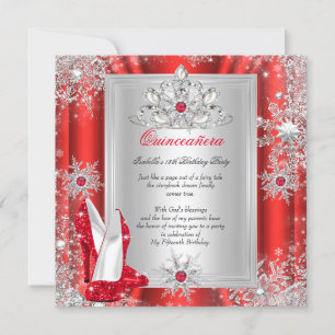 Convites Quinceanera Festa de 15 Anos Saltos Vermelhos 2