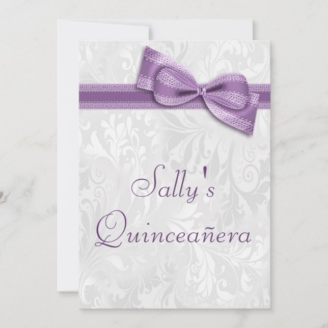 Convites Quinceañera Festa de aniversário Damask e Faux Arc (Frente)