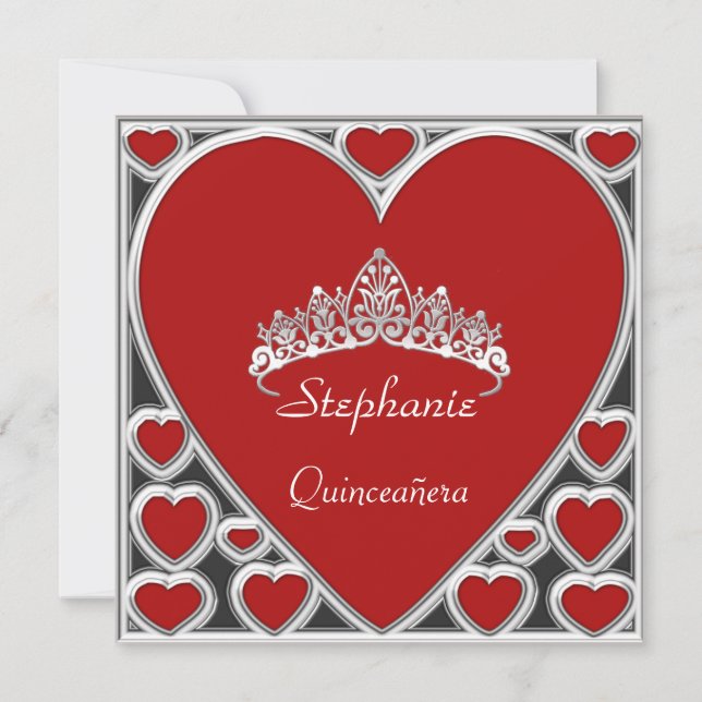 Convites Quinceañera Festa de aniversário Red (Frente)