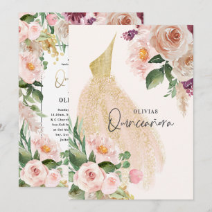 Convites Quinceañera Fia-rosa, aniversário de vestidos fl