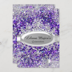 Convites Quinceanera, Floco de Neve Cristal Roxo