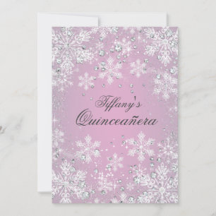 Convites Quinceanera Flor de Neve Rosa Terra de Encantament