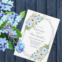 Quinceañera Floral Azul Claro e Branco Rústico