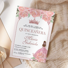 Convites Quinceanera Floral Blush Pink Mis Quince Anos