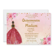 Quinceanera Floral Cor de Água Rosa e Burgundia