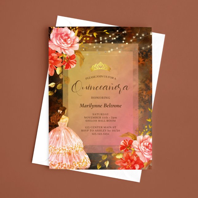 Convites Quinceañera Floral da Princesa Elegante (Criador carregado)