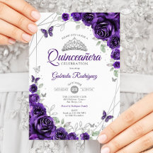 Quinceanera Floral de Prata Roxa