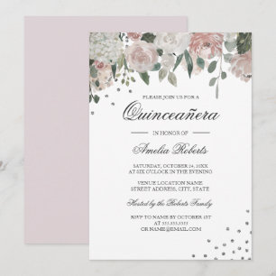 Convites Quinceanera Floral de Silver Silver, Cor Amarela