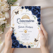 Quinceanera Floral Dourada marinho