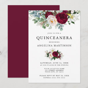 Convites Quinceanera Floral Elegante