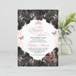 Convites Quinceanera Floral Elegante, Dourada e Rosa