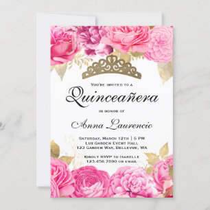 Convites Quinceanera Floral Elegante Rosa