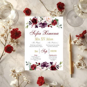 Convites Quinceanera Floral Espanhola